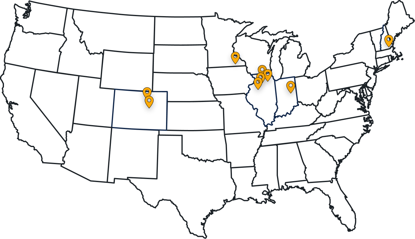 US Map with Locations Updated w Rochester MN